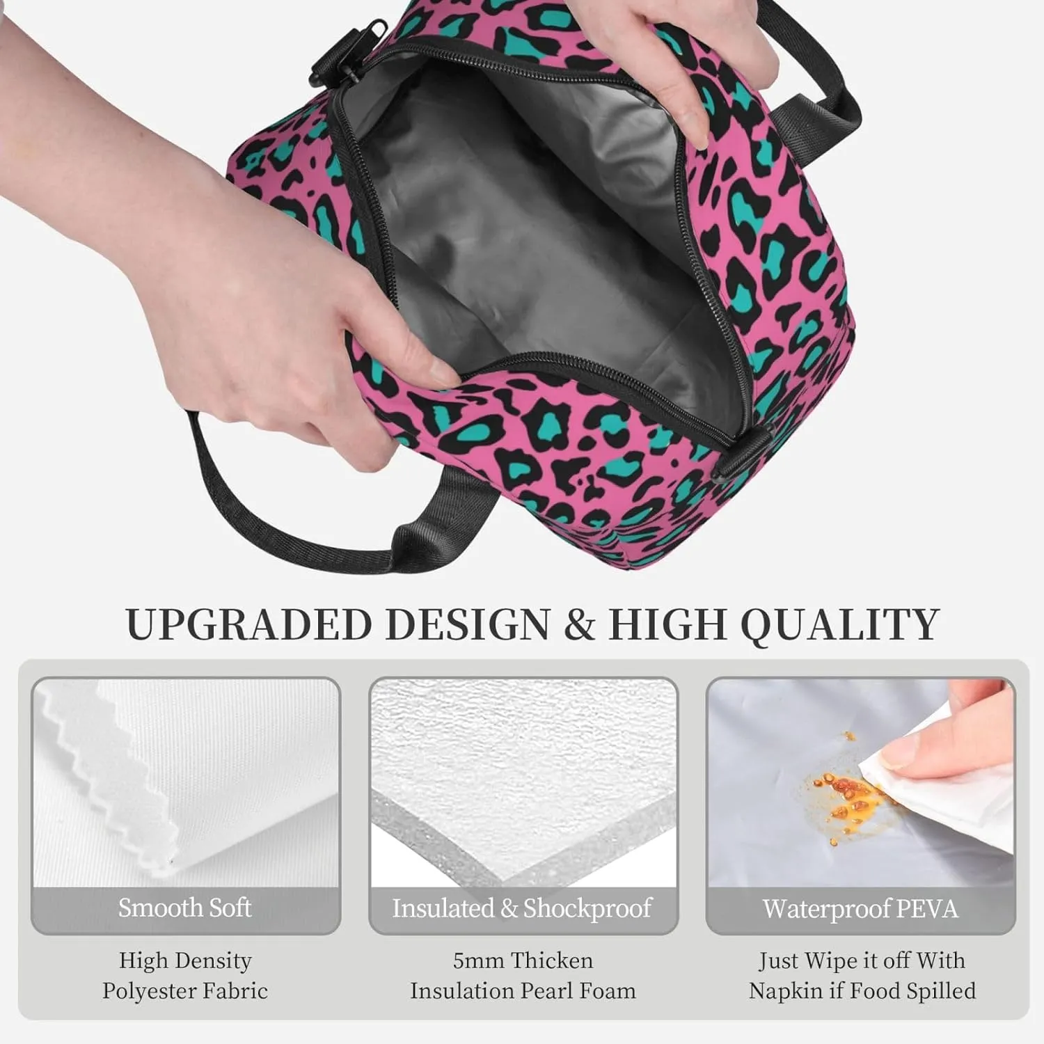 Us Bass,Insulated Reusable Lunch Bag Adult Large Lunch Box for Women and Men,Black and Us Bass Guitar,Adjustable Shoulder Strap,Front Zipper Pocket,Multicolor