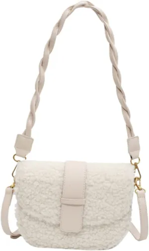 VALICLUD Ladies Bag Sherpa Crossbody Bags for Women White Shoulder Bag White Crossbody Bags for Women Woman Plush