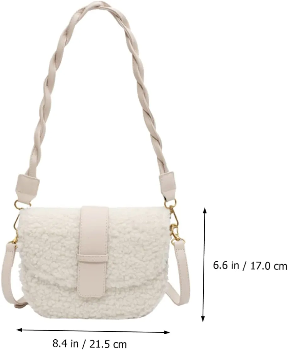 VALICLUD Ladies Bag Sherpa Crossbody Bags for Women White Shoulder Bag White Crossbody Bags for Women Woman Plush