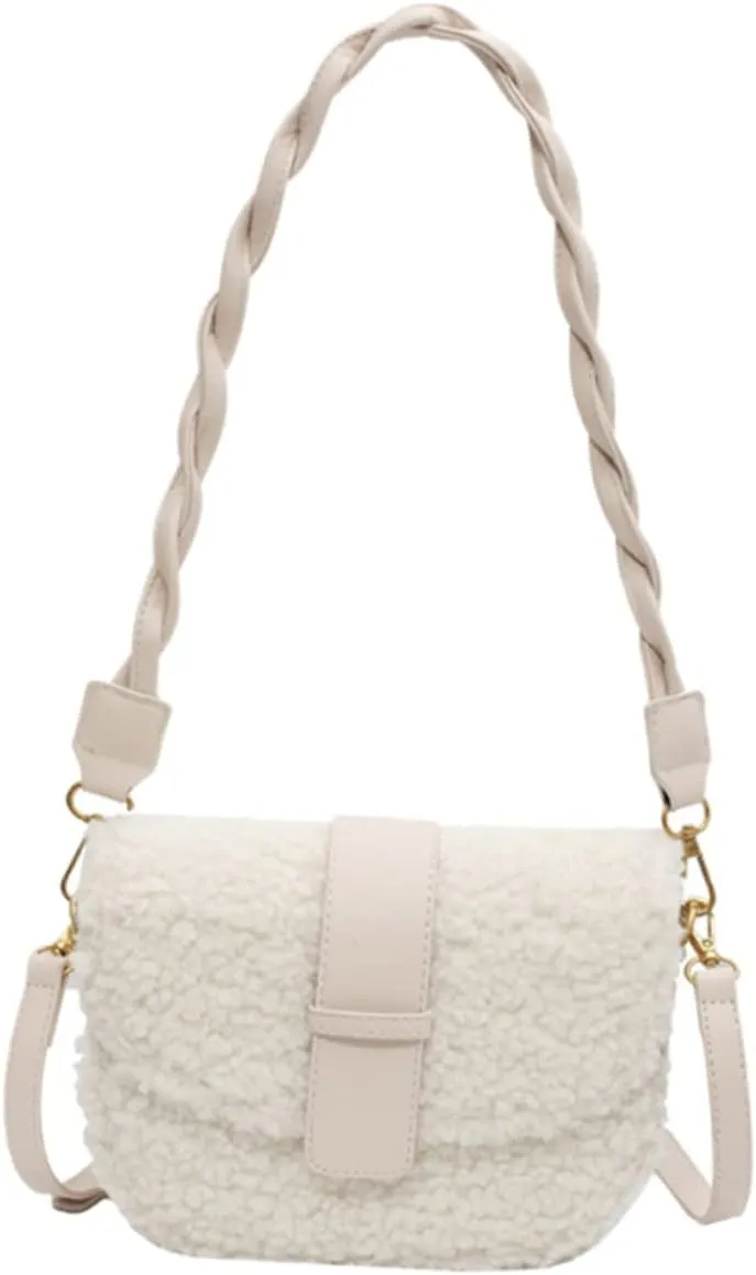 VALICLUD Ladies Bag Sherpa Crossbody Bags for Women White Shoulder Bag White Crossbody Bags for Women Woman Plush