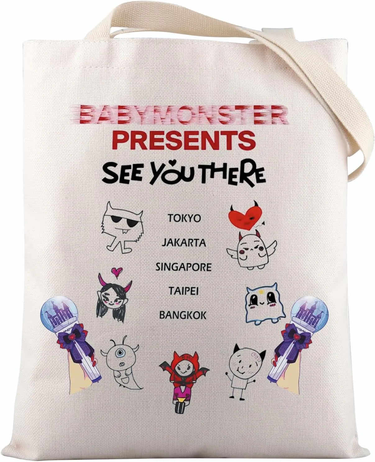 VAMSII Bmonster Album Merch K-Pop Member Fans Canvas Tote Bag Forever Album Inspired Gifts K-Pop Music Lover Gift