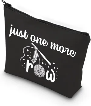 VAMSII Funny Knitting Bag Small Yarn Bag Just One More Row Crochet Knit Lover Travel Organizer