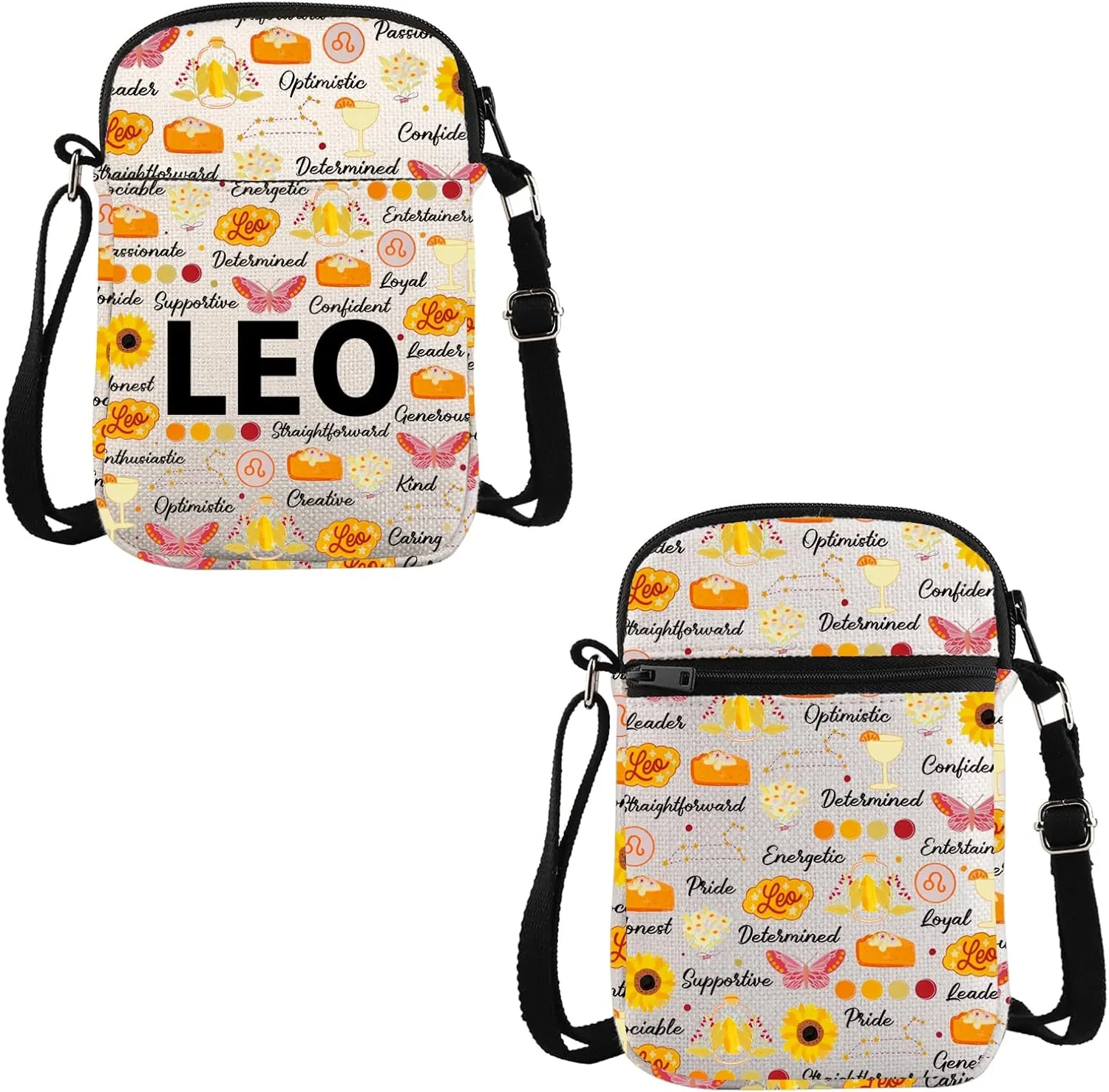 VAMSII Leo Zodiac Inspired Gift Leo Words Crossbody Bag Astrology Lover Travel Bag Zodiac Scorpio Merch