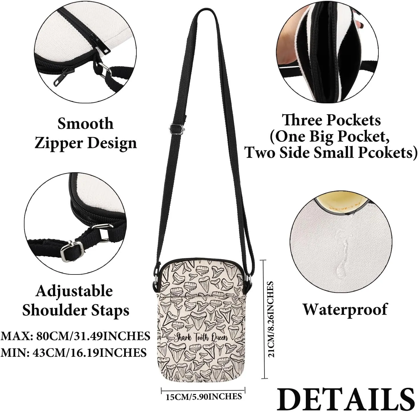 VAMSII Shark Teeth Design Gift Shark Tooth Queen Makeup Bag Fossil Hunter Cosmetic Bag Shark Teeth Lover Merch (Shark Tooth Queen C)