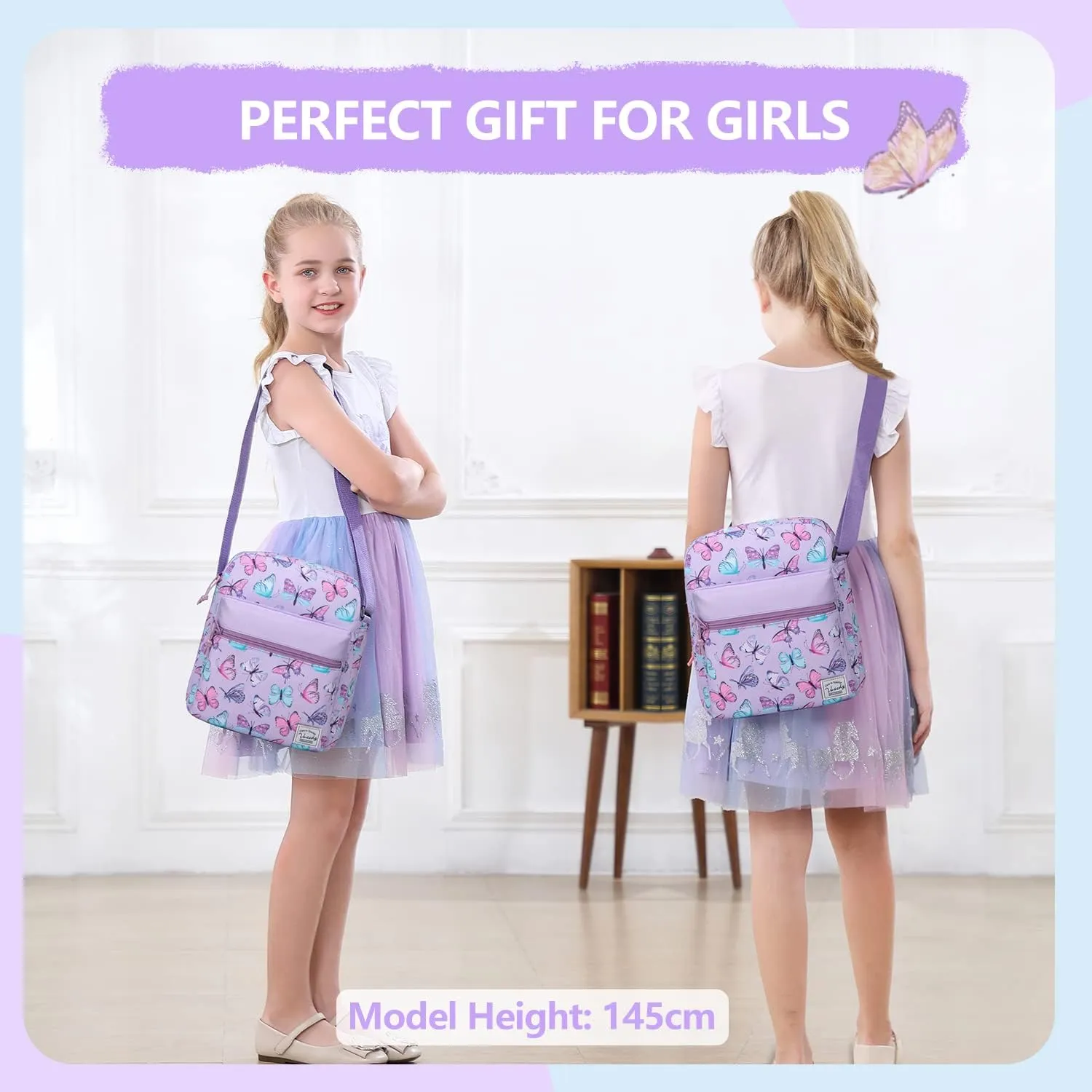 VASCHY Crossbody Bag Purse for Girls, Lightweight Small Messenger Shoulder Bag Gift for Preteen/Teen Little Kids