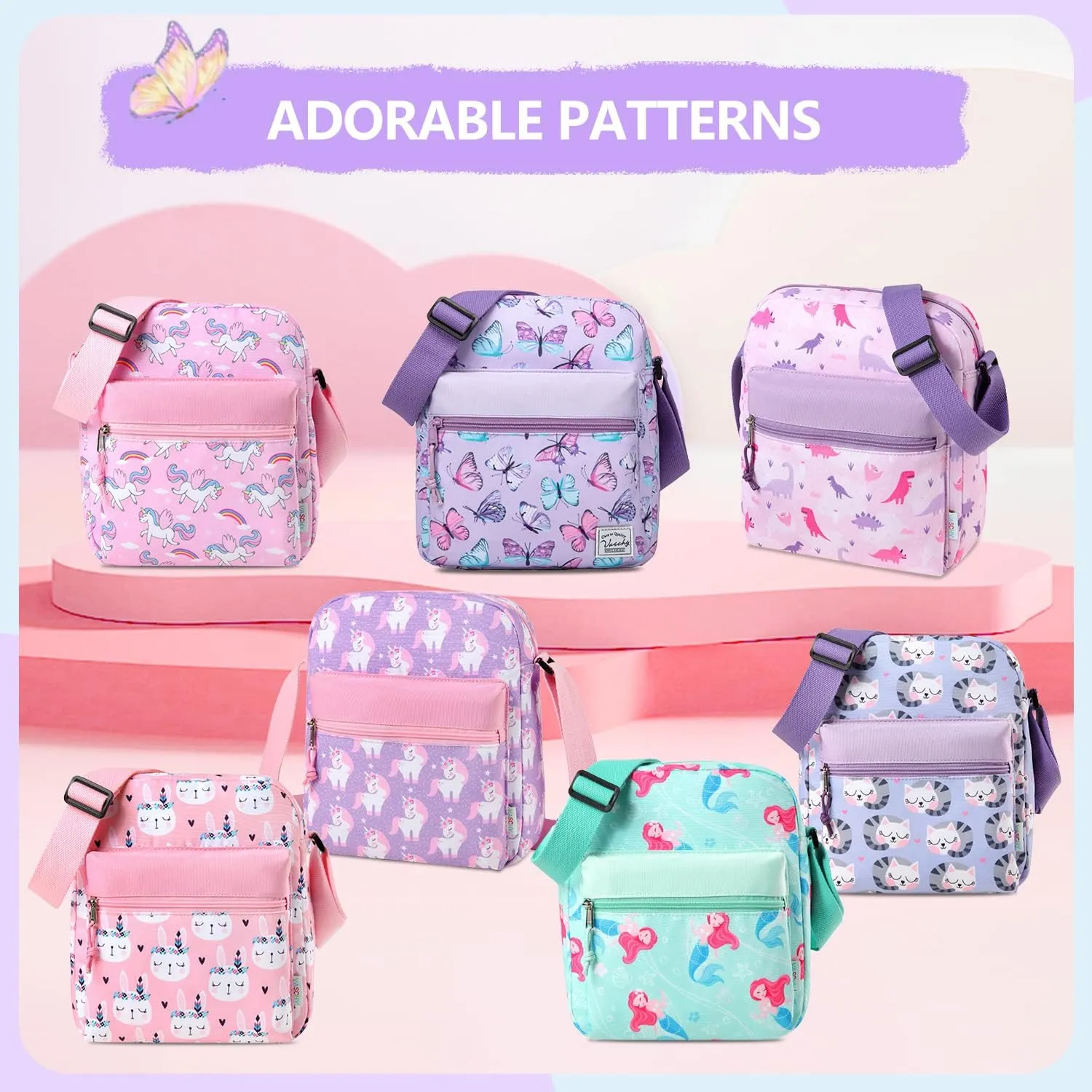 VASCHY Crossbody Bag Purse for Girls, Lightweight Small Messenger Shoulder Bag Gift for Preteen/Teen Little Kids