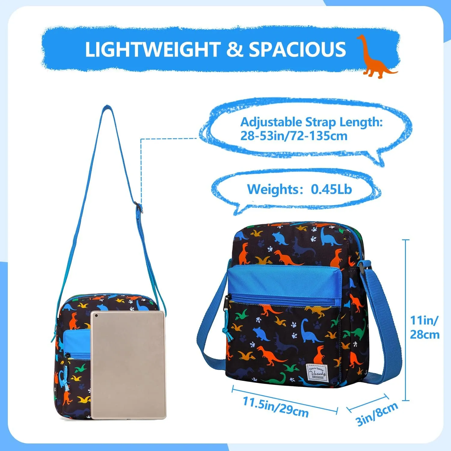 VASCHY Crossbody Bag Purse for Girls, Lightweight Small Messenger Shoulder Bag Gift for Preteen/Teen Little Kids