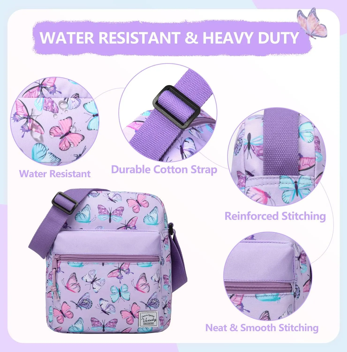 VASCHY Crossbody Bag Purse for Girls, Lightweight Small Messenger Shoulder Bag Gift for Preteen/Teen Little Kids