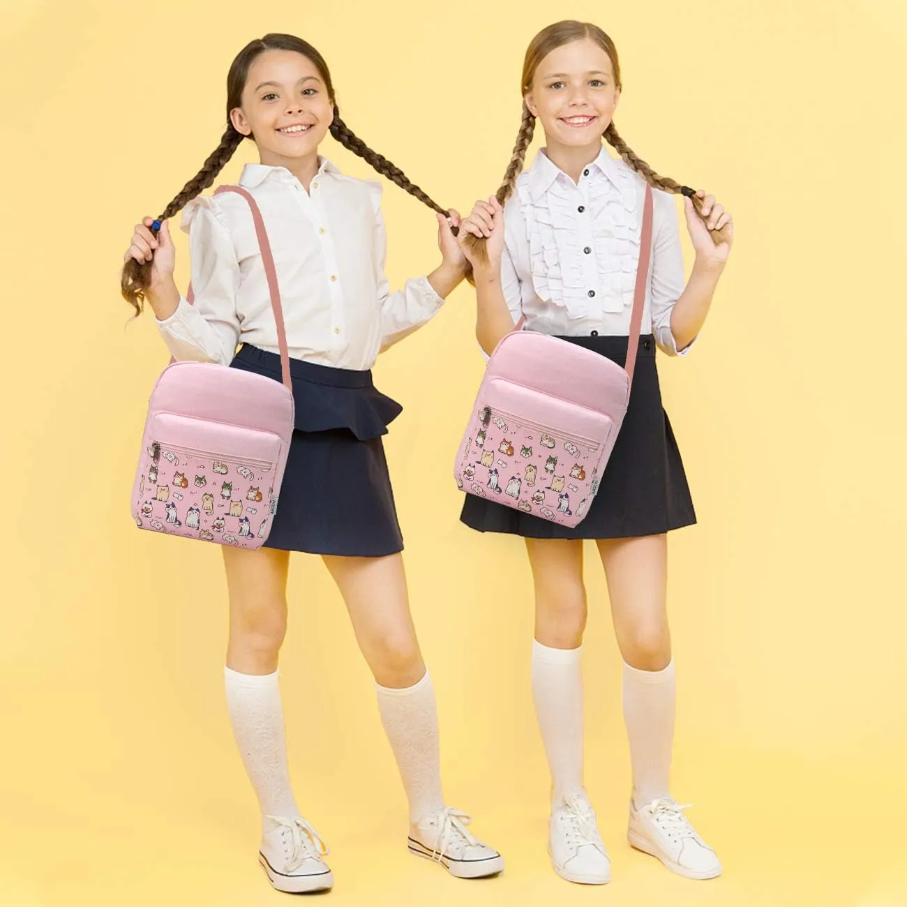 VASCHY Messenger Bag for Girls, Lightweight Canvas Crossbody Bag Purse for Teen Girls Women Fits Water Bottle