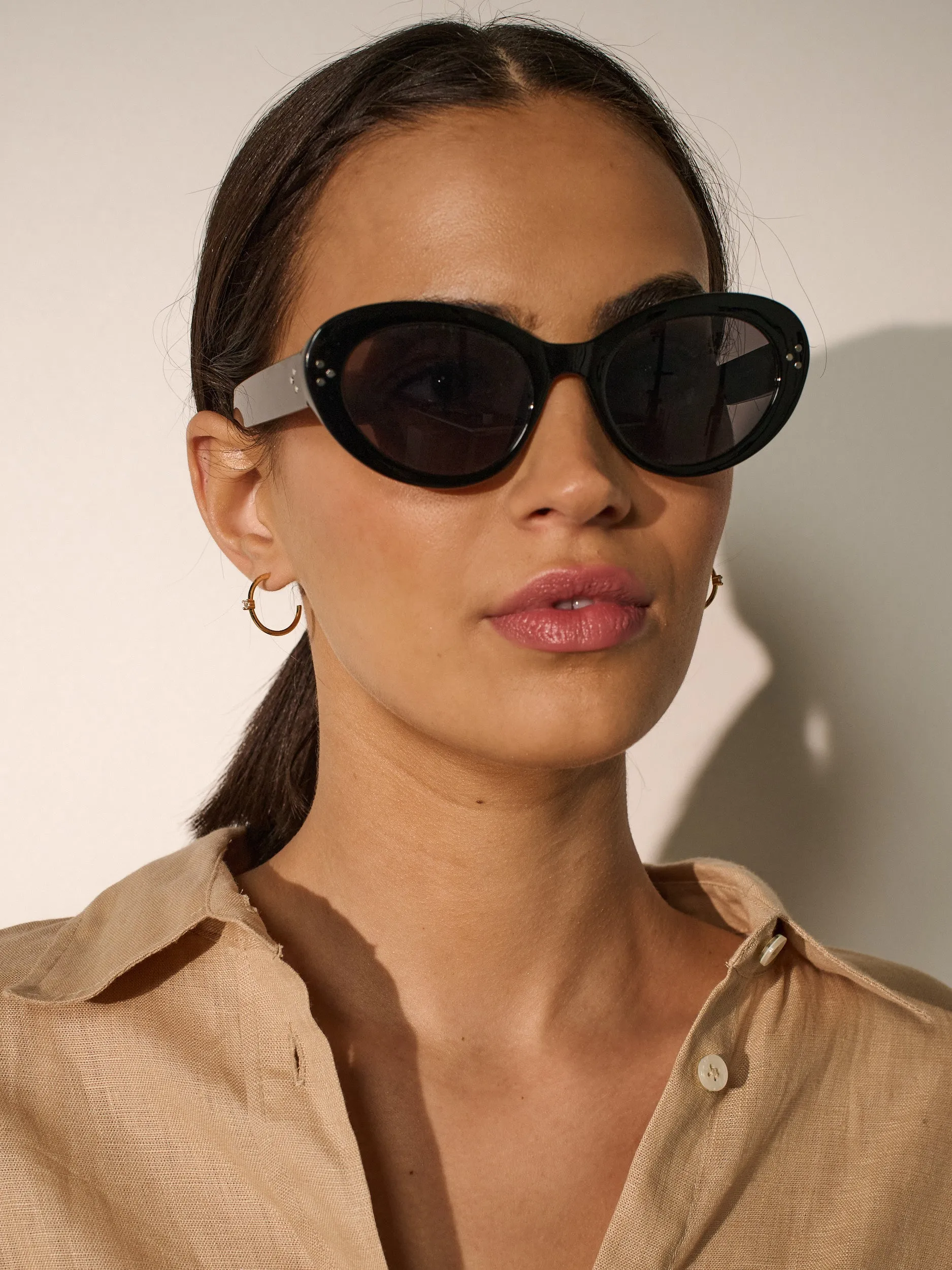 Verna Retro Cat-eye Sunglasses in Black