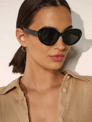 Verna Retro Cat-eye Sunglasses in Black