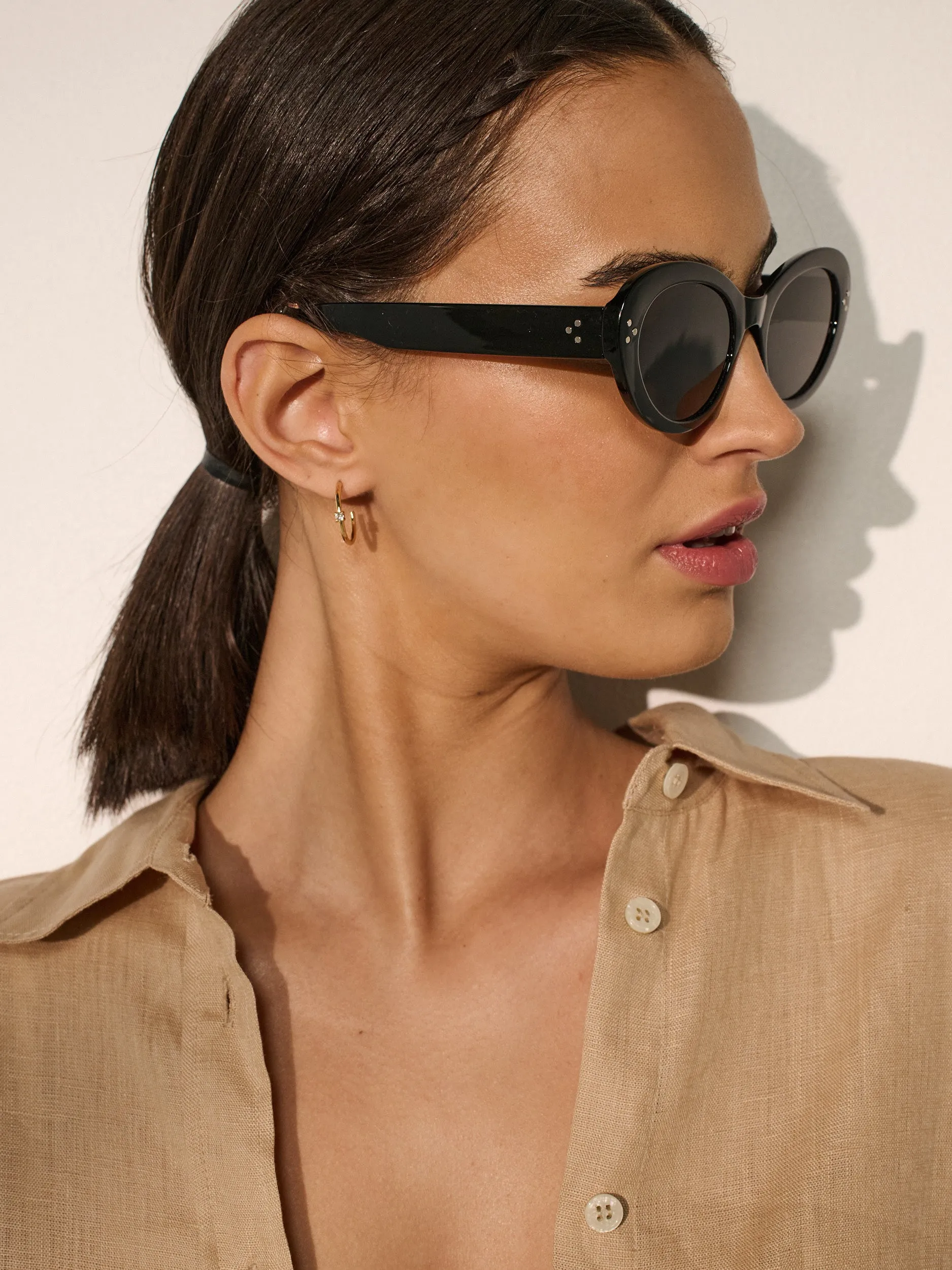 Verna Retro Cat-eye Sunglasses in Black