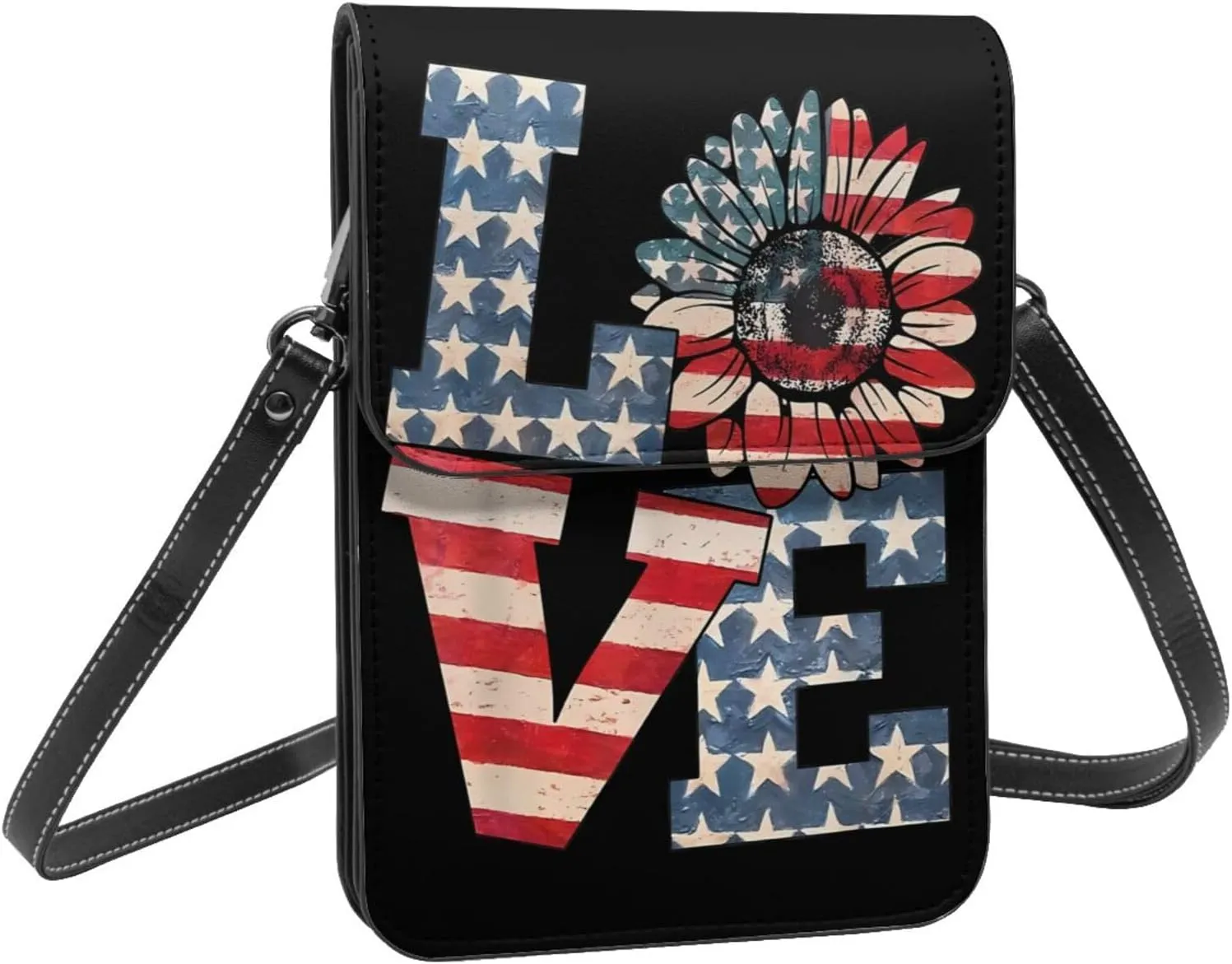 Veterans Day and Eagle USA Flag Cell Phone Purse Small Crossbody Bag For Women Men Wallet Purse With Adjustable Strap