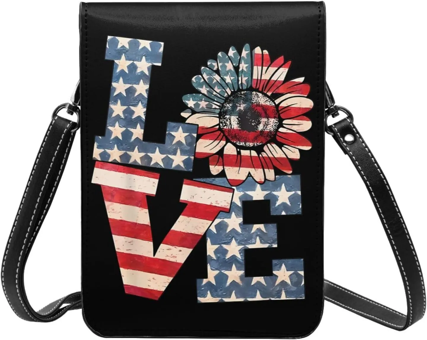 Veterans Day and Eagle USA Flag Cell Phone Purse Small Crossbody Bag For Women Men Wallet Purse With Adjustable Strap