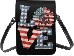 Veterans Day and Eagle USA Flag Cell Phone Purse Small Crossbody Bag For Women Men Wallet Purse With Adjustable Strap