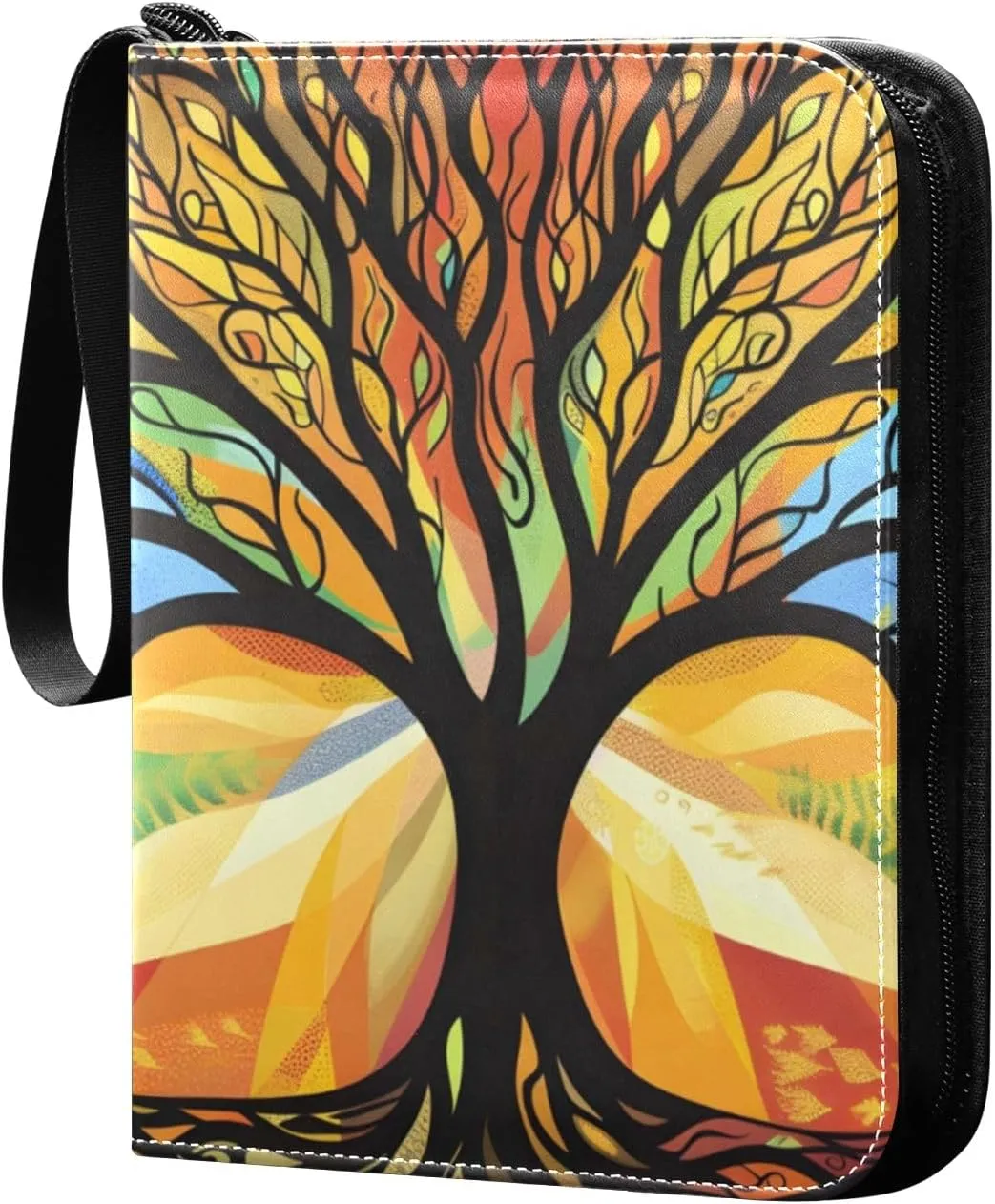 Vibrant Branches Magical Colorful Trees Card Binder 4 Pocket Trading Card Binder Portable Cards Collection Book with Zipper