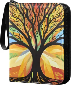 Vibrant Branches Magical Colorful Trees Card Binder 4 Pocket Trading Card Binder Portable Cards Collection Book with Zipper