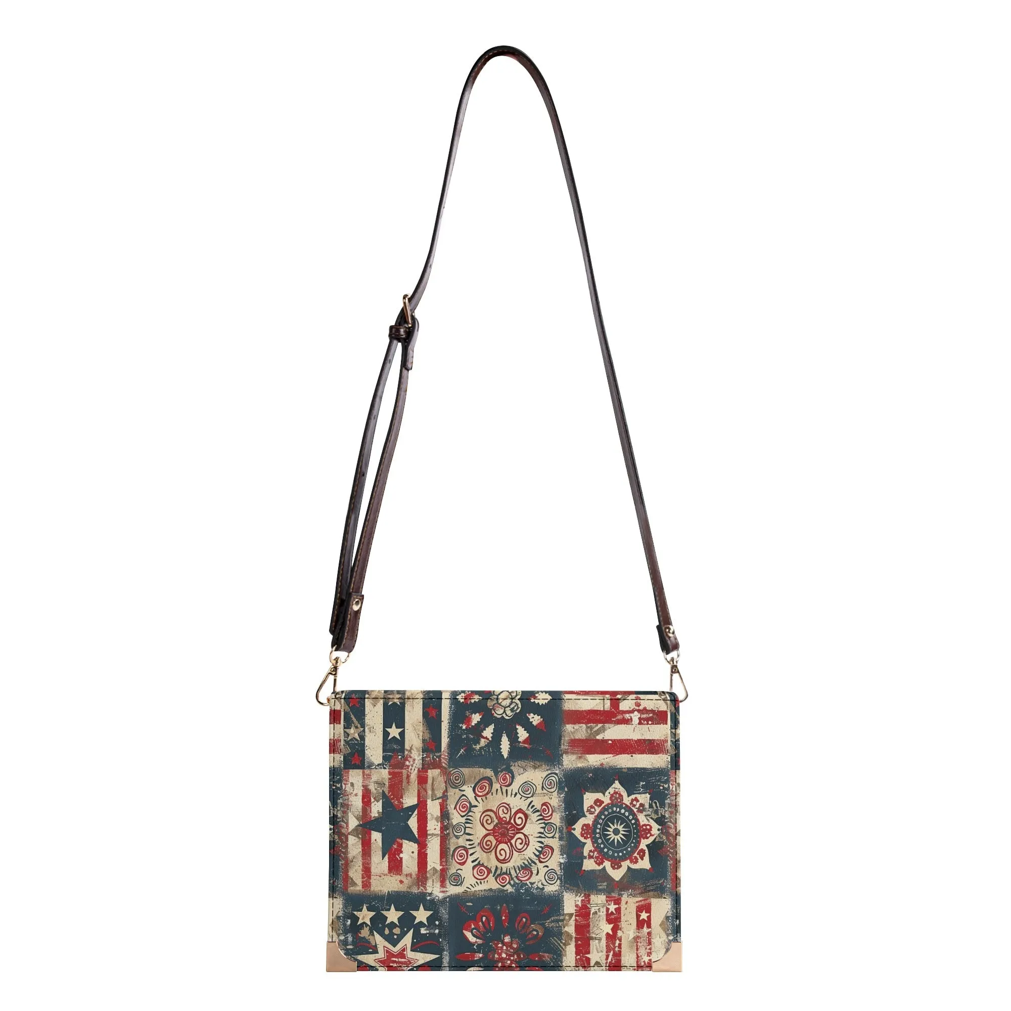 Vintage Americana Book Cover Purse – Patriotic Bible Cover, Folk Art Crossbody Bag