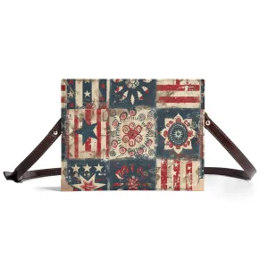 Vintage Americana Book Cover Purse – Patriotic Bible Cover, Folk Art Crossbody Bag
