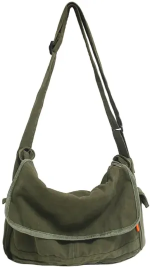 Vintage Canvas Messenger Bag for Men Women Crossbody Bag Satchel Shoulder Bag Harajuku Streetwear