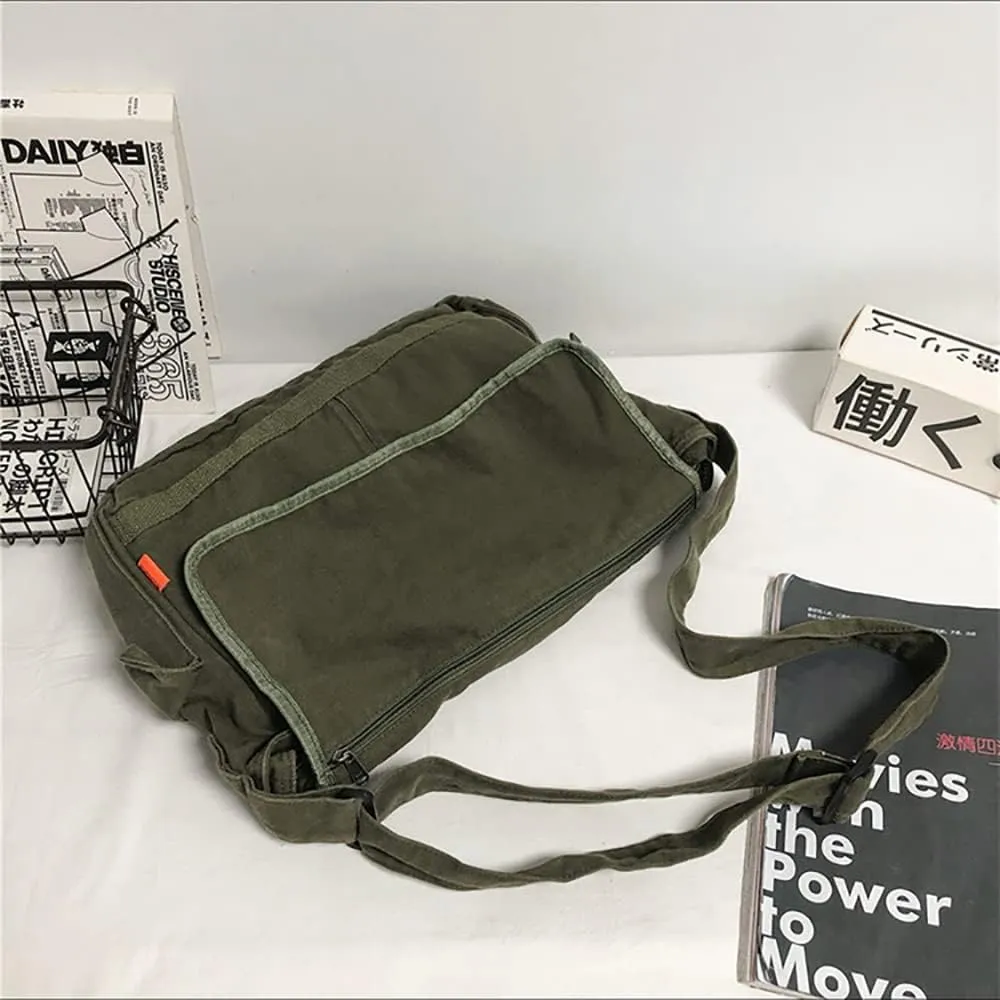 Vintage Canvas Messenger Bag for Men Women Crossbody Bag Satchel Shoulder Bag Harajuku Streetwear