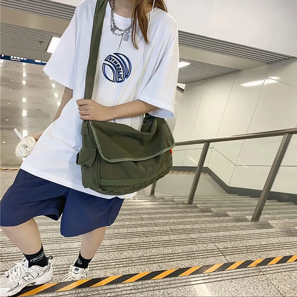 Vintage Canvas Messenger Bag for Men Women Crossbody Bag Satchel Shoulder Bag Harajuku Streetwear