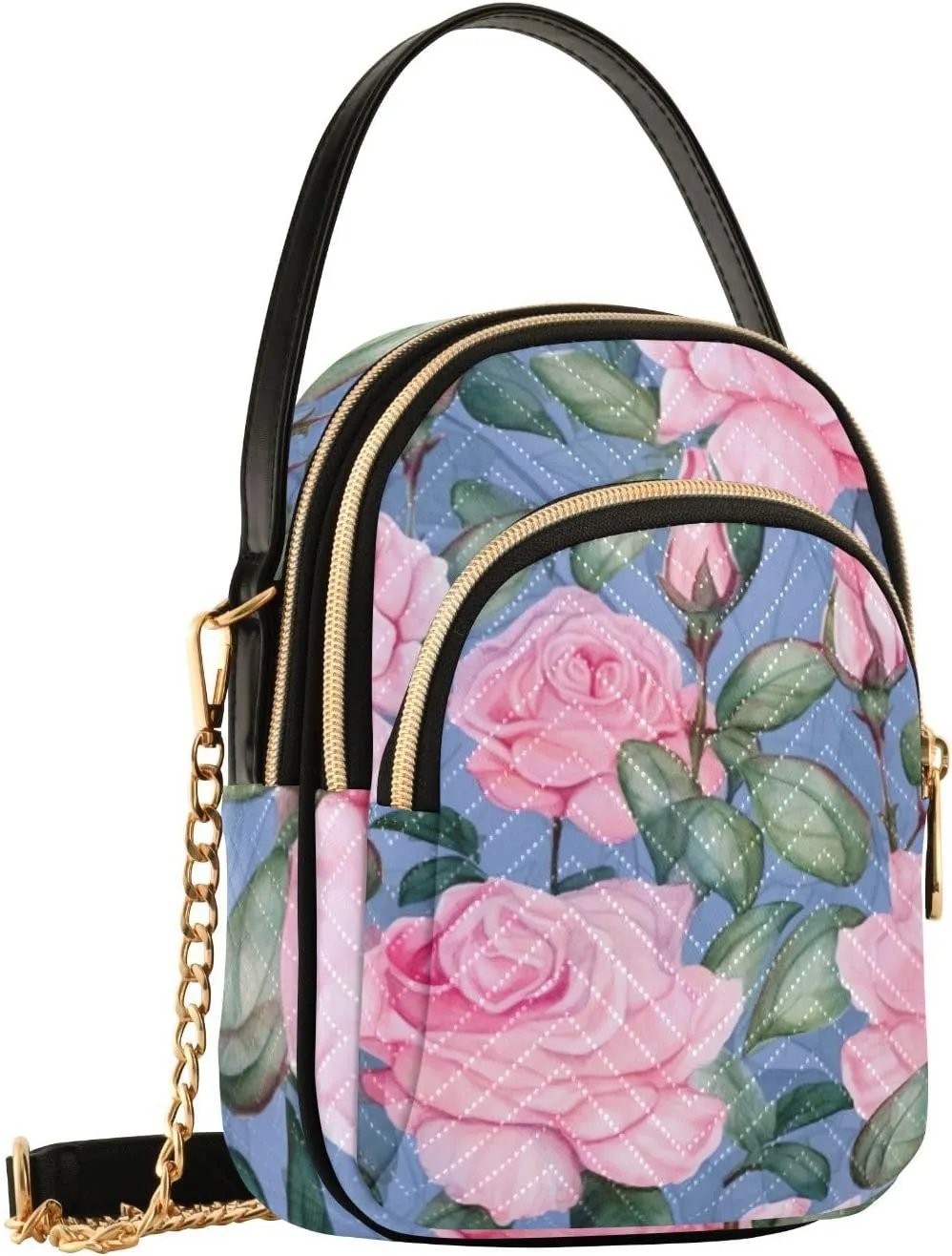 Vintage Roses on a White Womens Crossbody Bags, Handbag with Shoulder Strap, Fall Crossbody Purse