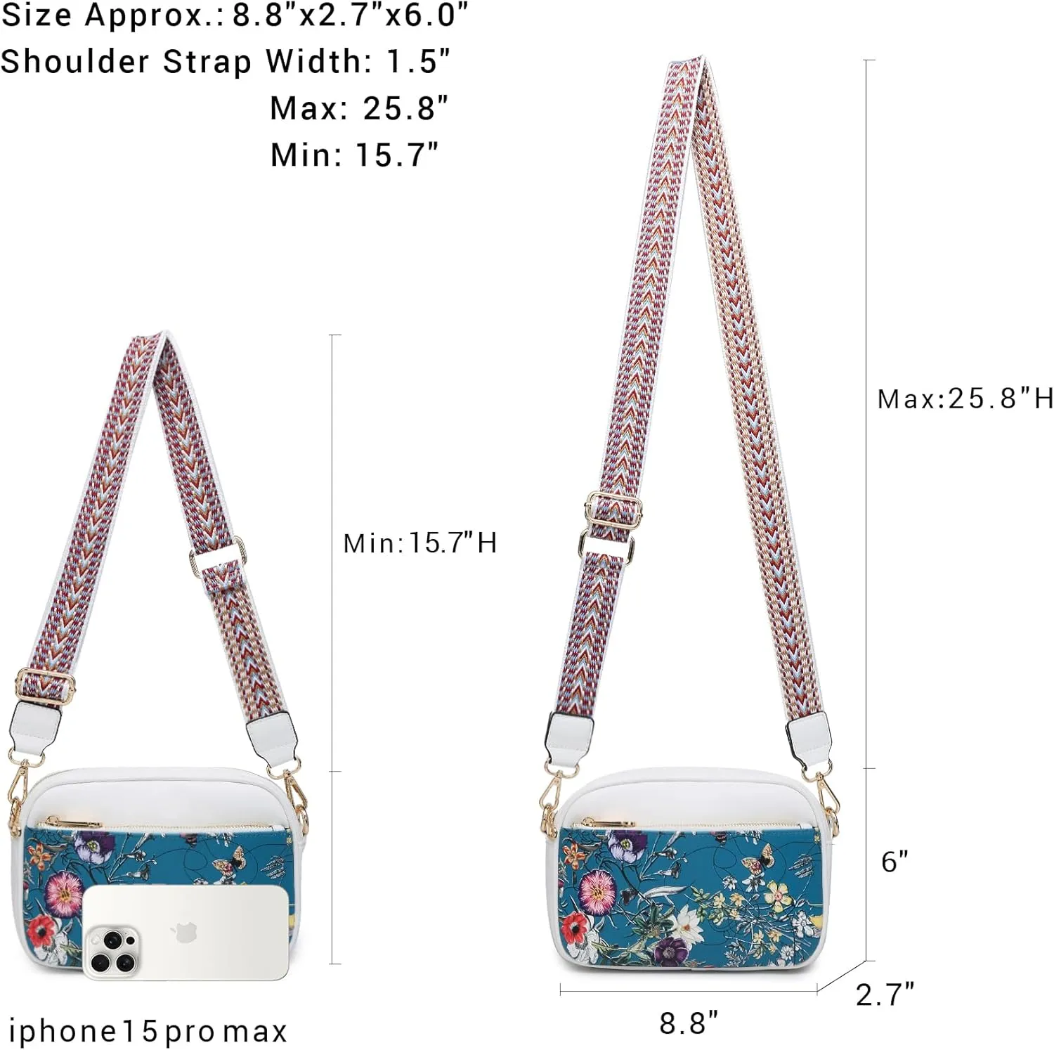 VONMAY Crossbody Purse for Women Quilted Crossbody Bags Vegan Leather Purses Small Shoulder Handbags with Wide Strap
