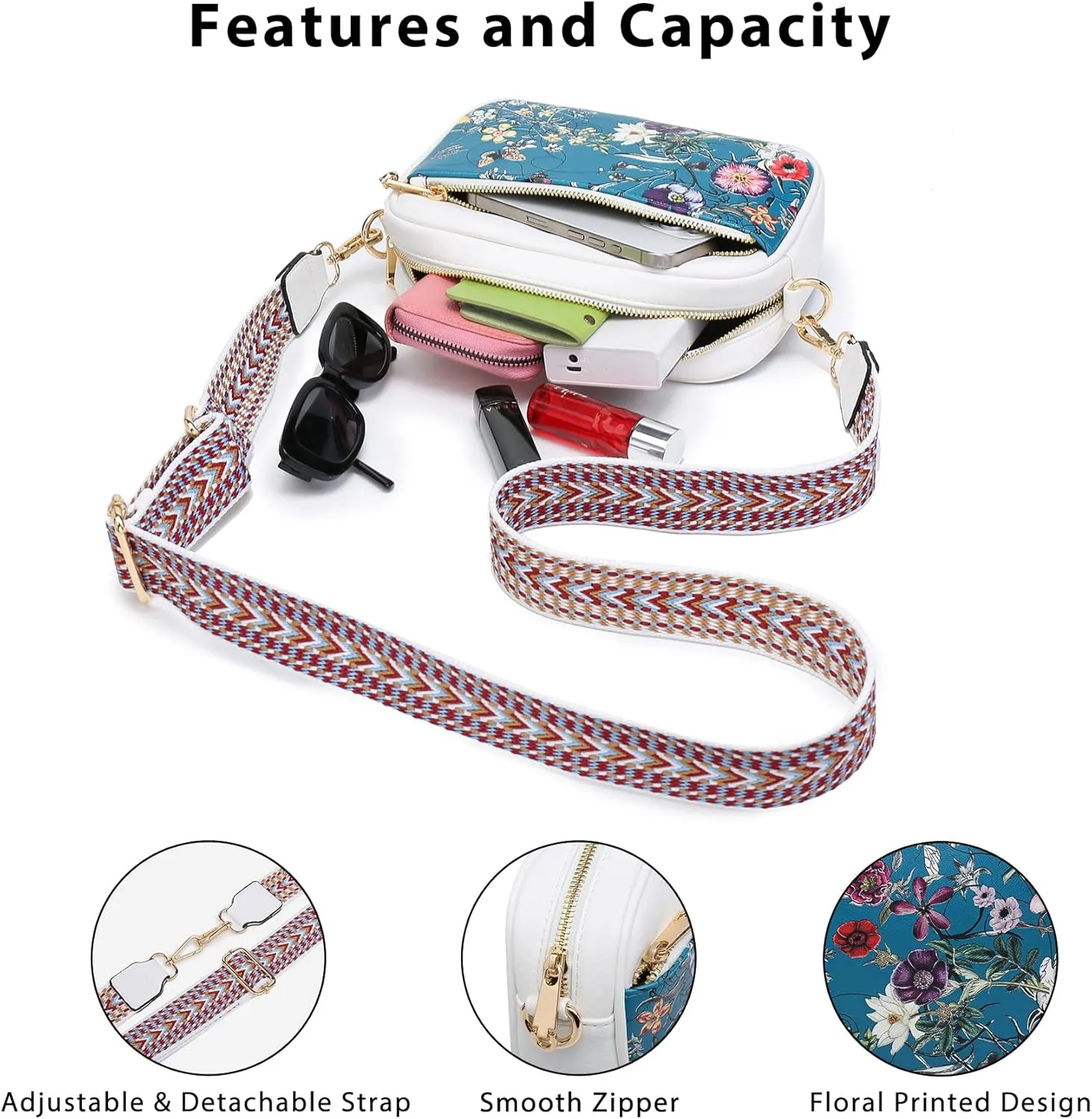 VONMAY Crossbody Purse for Women Quilted Crossbody Bags Vegan Leather Purses Small Shoulder Handbags with Wide Strap