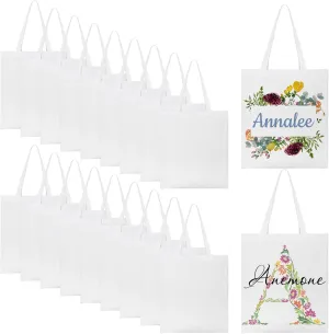 WACAR Sublimation Blanks Tote Bags 14x16inch Canvas Tote Bags Reusable Polyester Grocery Bags for Heat Transfer DIY Crafting Shopping Bags