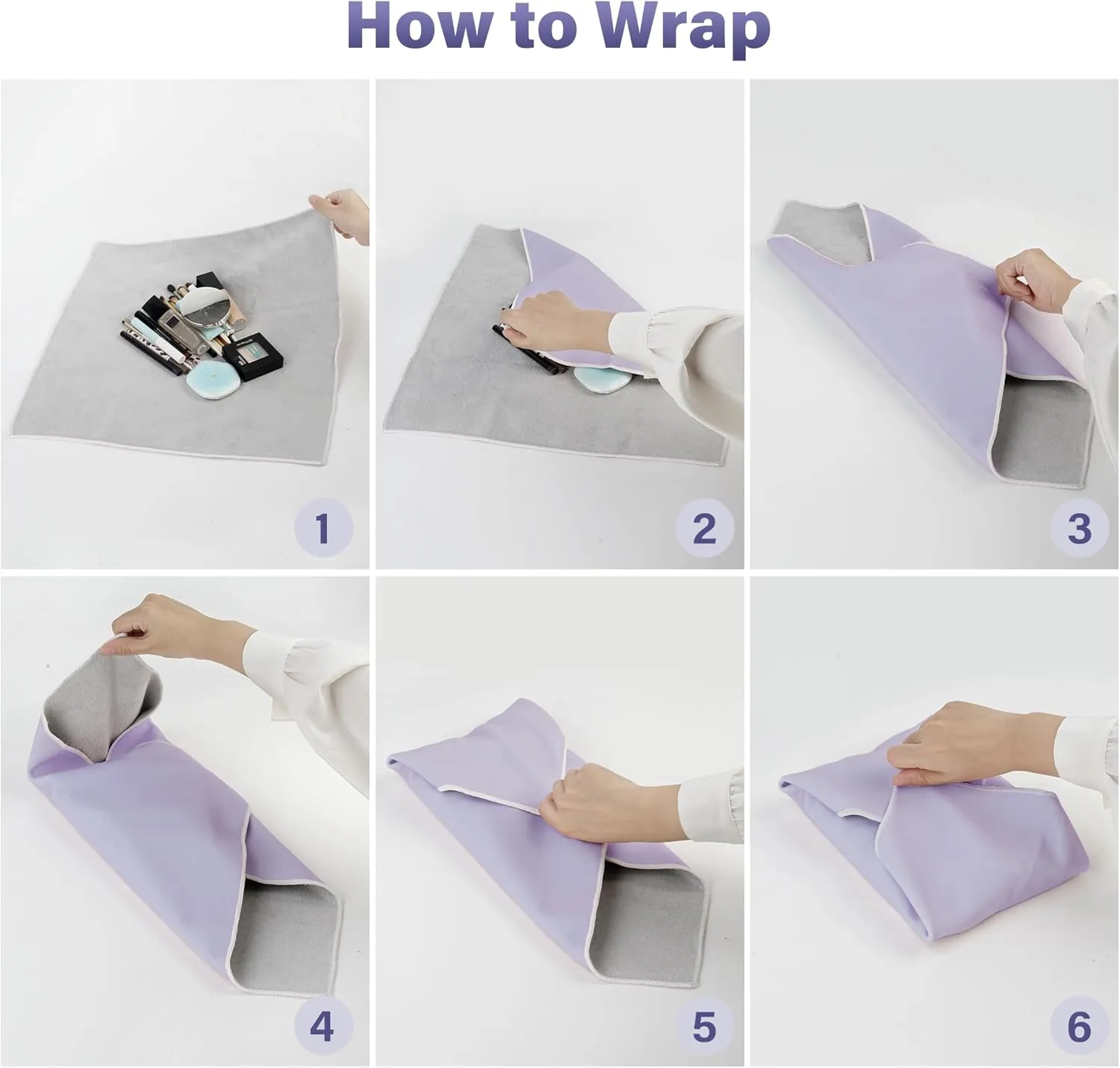 Walking Way Self Adhesive Magic Cloth Makeup Bag, Portable Protective Cosmetic Pouch, Camera Lens Wrap, Travel Organizer for Beauty Essentials, Travel, Gifts & Daily Use (lightpurple, 17.71 inch)