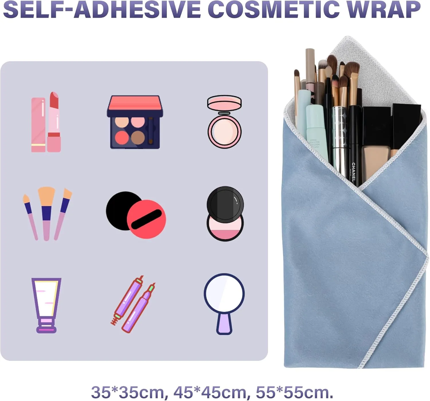 Walking Way Self Adhesive Magic Cloth Makeup Bag, Portable Protective Cosmetic Pouch, Camera Lens Wrap, Travel Organizer for Beauty Essentials, Travel, Gifts & Daily Use