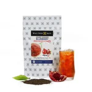 Walters Bay Blueberry Pomegranate Iced Tea, 18 Count, Gallon Sized Tea Bags, Ceylon Black Tea, Unsweetened, Wild Blueberry Pomegranate Flavor, 100% Hand Plucked, Wholesale