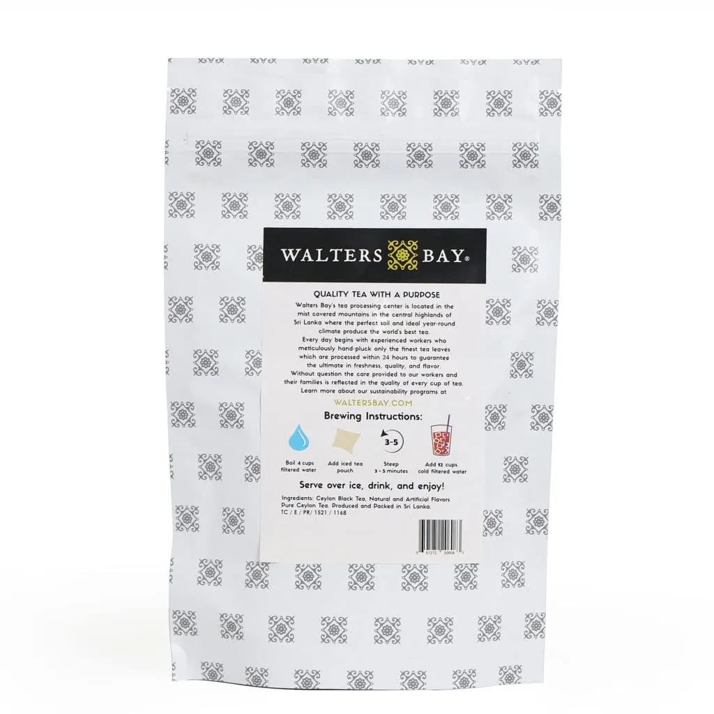 Walters Bay Blueberry Pomegranate Iced Tea, 18 Count, Gallon Sized Tea Bags, Ceylon Black Tea, Unsweetened, Wild Blueberry Pomegranate Flavor, 100% Hand Plucked, Wholesale