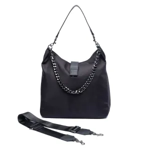 WanderFull Black HydroHobo Bag with Gunmetal Accents