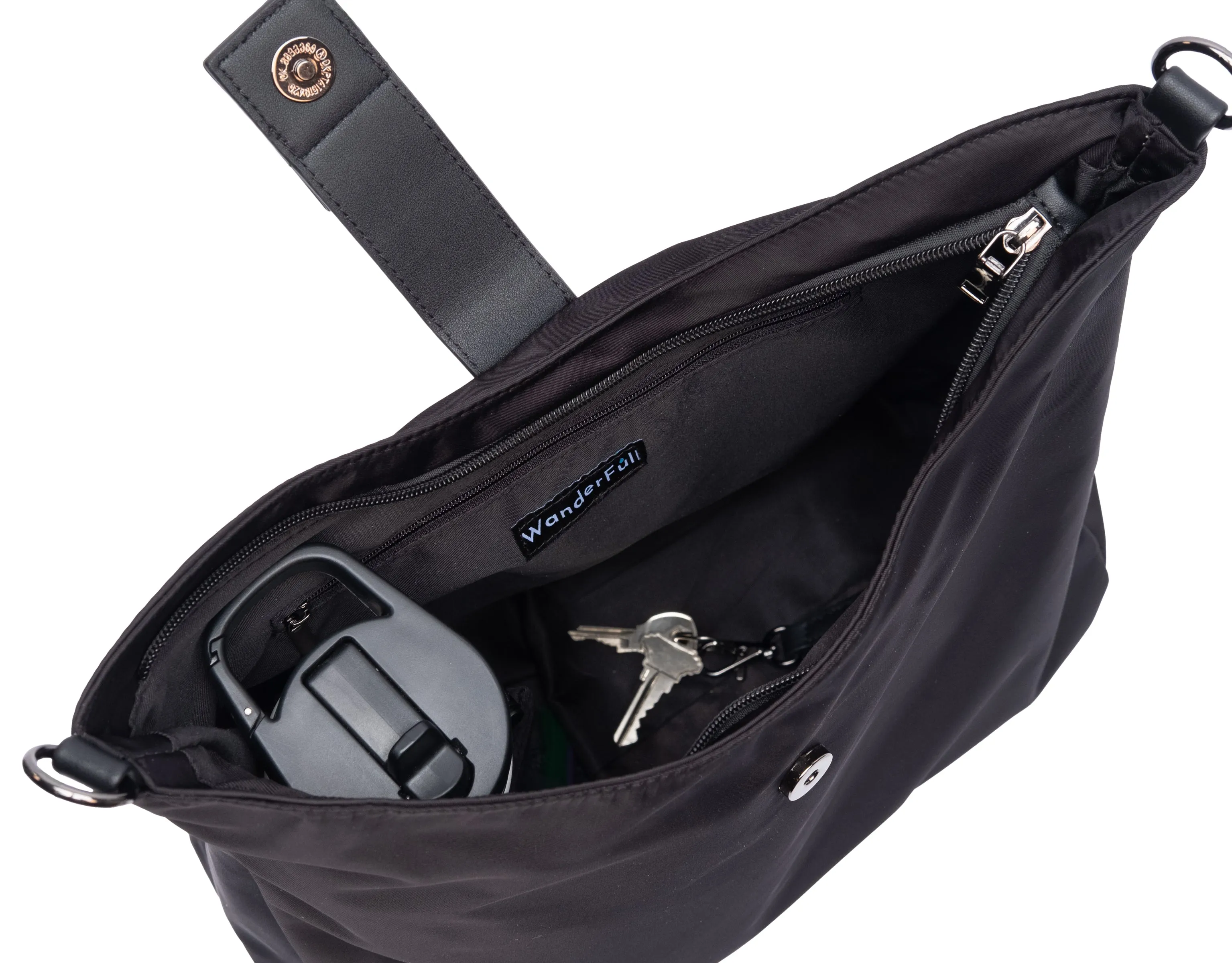 WanderFull Black HydroHobo Bag with Gunmetal Accents