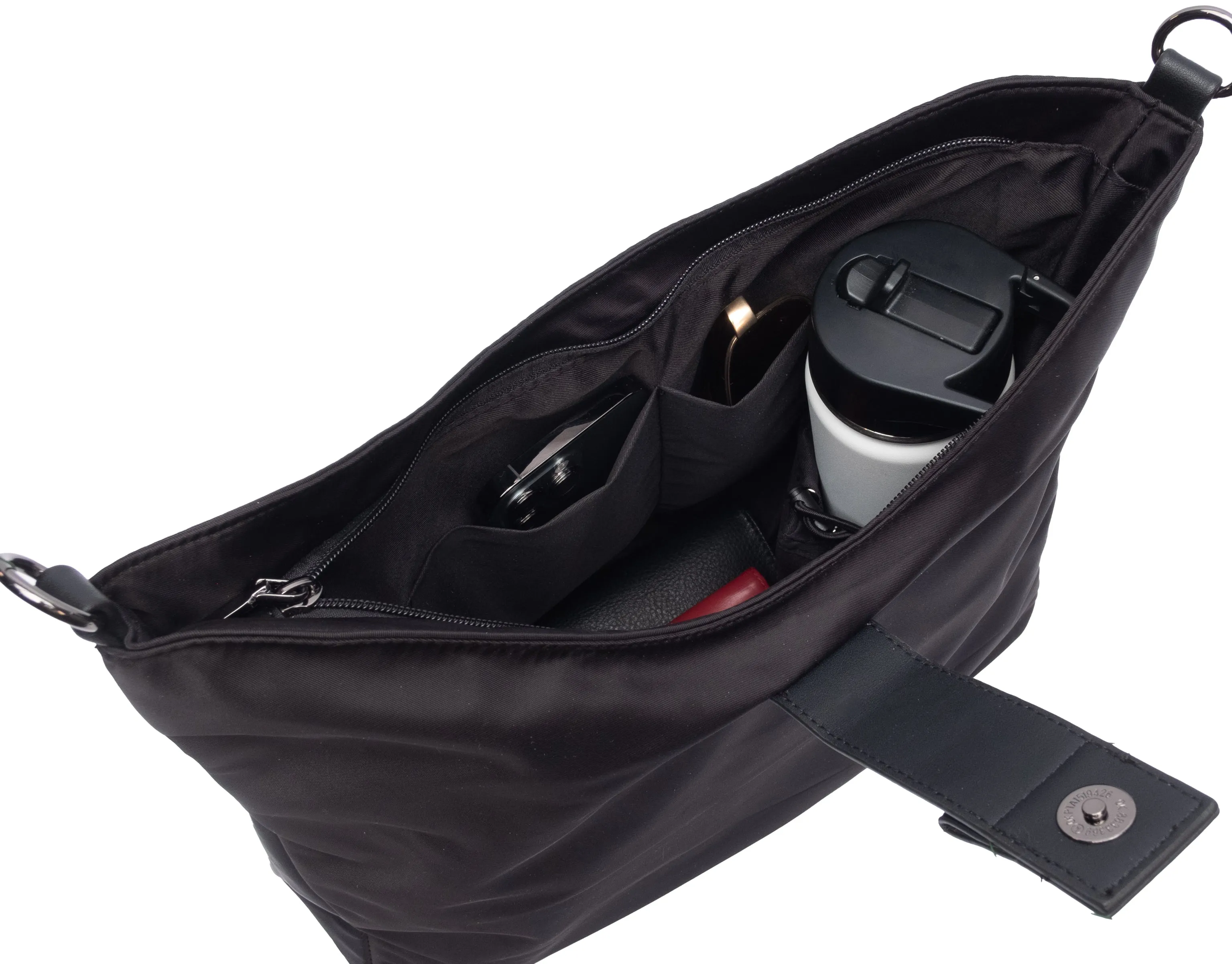 WanderFull Black HydroHobo Bag with Gunmetal Accents