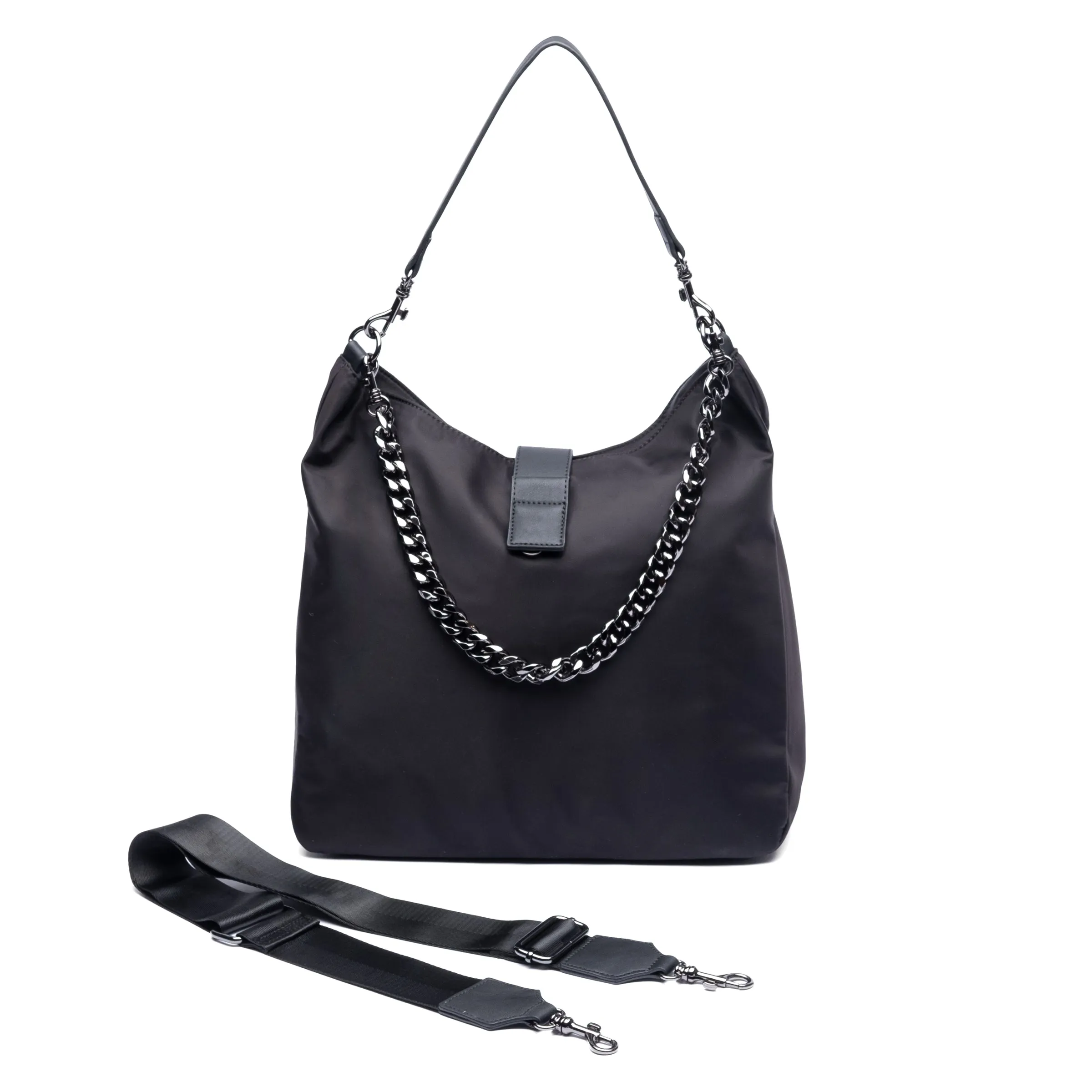 WanderFull Black HydroHobo Bag with Gunmetal Accents