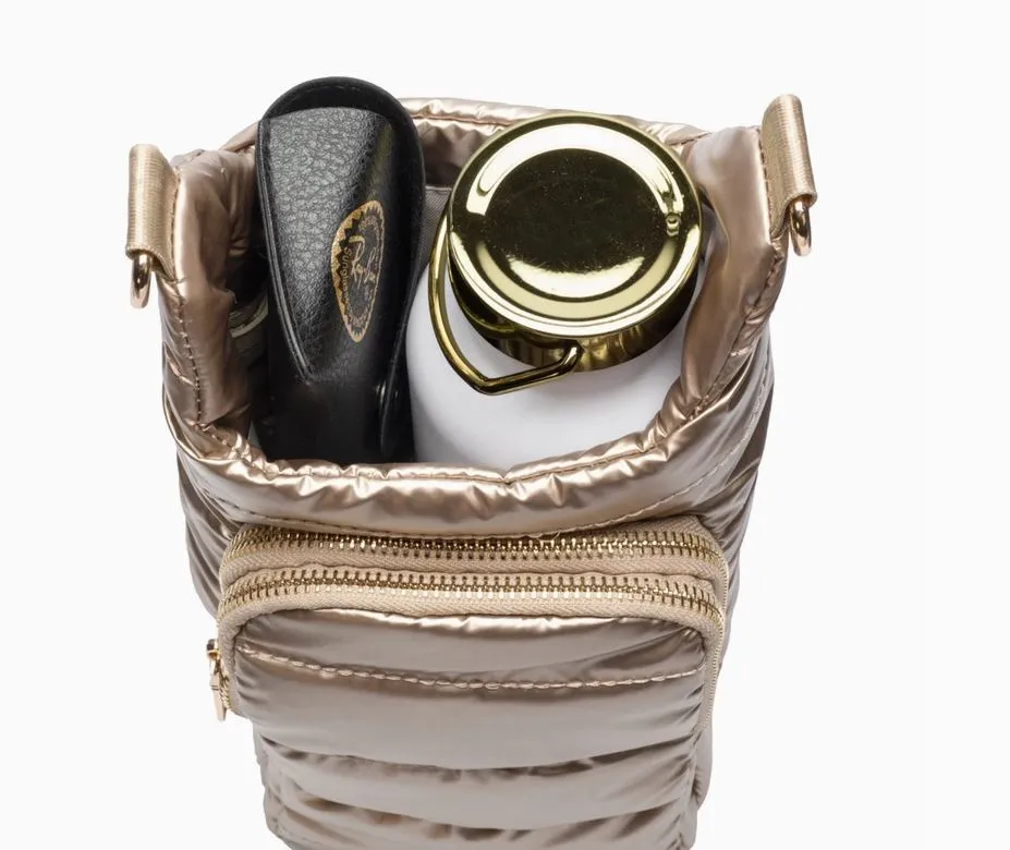 Wanderfull Hydrobag Handle- Gold Shiny with Stripe Strap WBB4GOSTRIPE