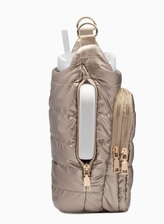 Wanderfull Hydrobag Handle- Gold Shiny with Stripe Strap WBB4GOSTRIPE