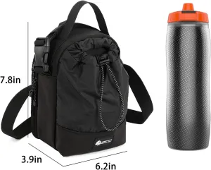 Water Bottle Bag with Strap, Hydration Crossbody Bag Waist Bag with Cell Phone Pocket, Pocket Water Bottle Carrier Bag, Suitable for Hiking,Travel (Bottle Not Included)