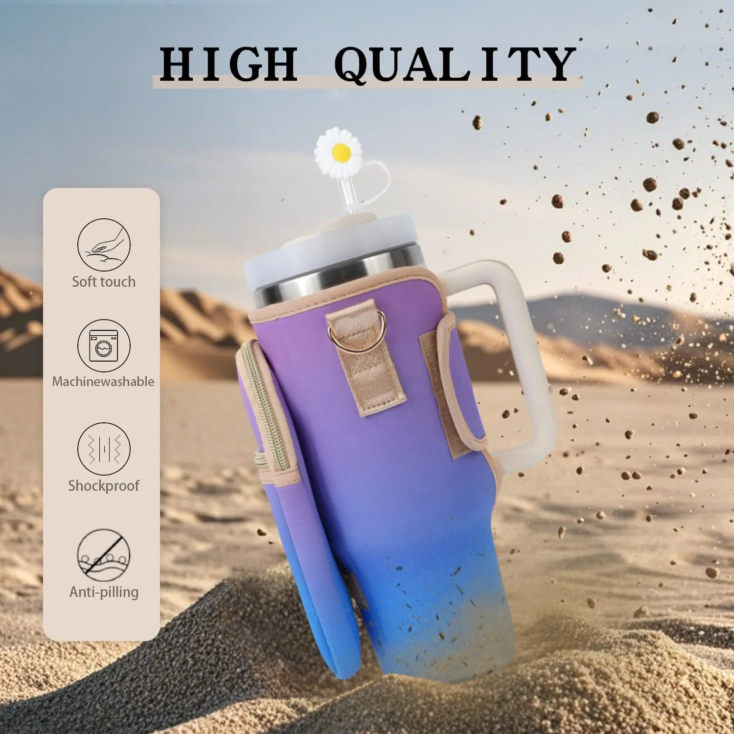 Water Bottle Carrier Bag, Crossbody Bag with Phone Pocket for Stanley 40oz,Tumbler Holder Pouch with Adjustable Shoulder Strap Cup Accessories for Hiking Camping Fishing Travelling