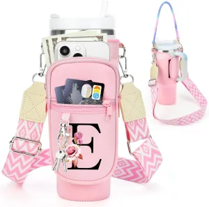 Water Bottle Carrier Bag for Stanley 40 oz Tumbler with Phone Pocket, Stanley Cup Holder with Strap, Personalized Stanley Cup Accessories Gift for Birthday, Mother’s Day, Graduation & Summer Travel.