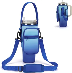 Water Bottle Carrier Bag for Stanley 40/30 oz Tumbler with Phone Pocket Neoprene Water Bottle Holder with Shoulder & Handheld Strap Stanley Cup Accessories