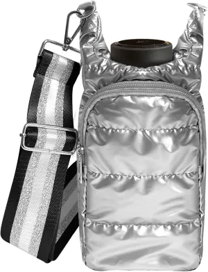Water Bottle Carrier Bag with Strap | Hydrobag Crossbody Water Bottle Holder | Puffer Quilted Hydrobag with Adjustable Strap