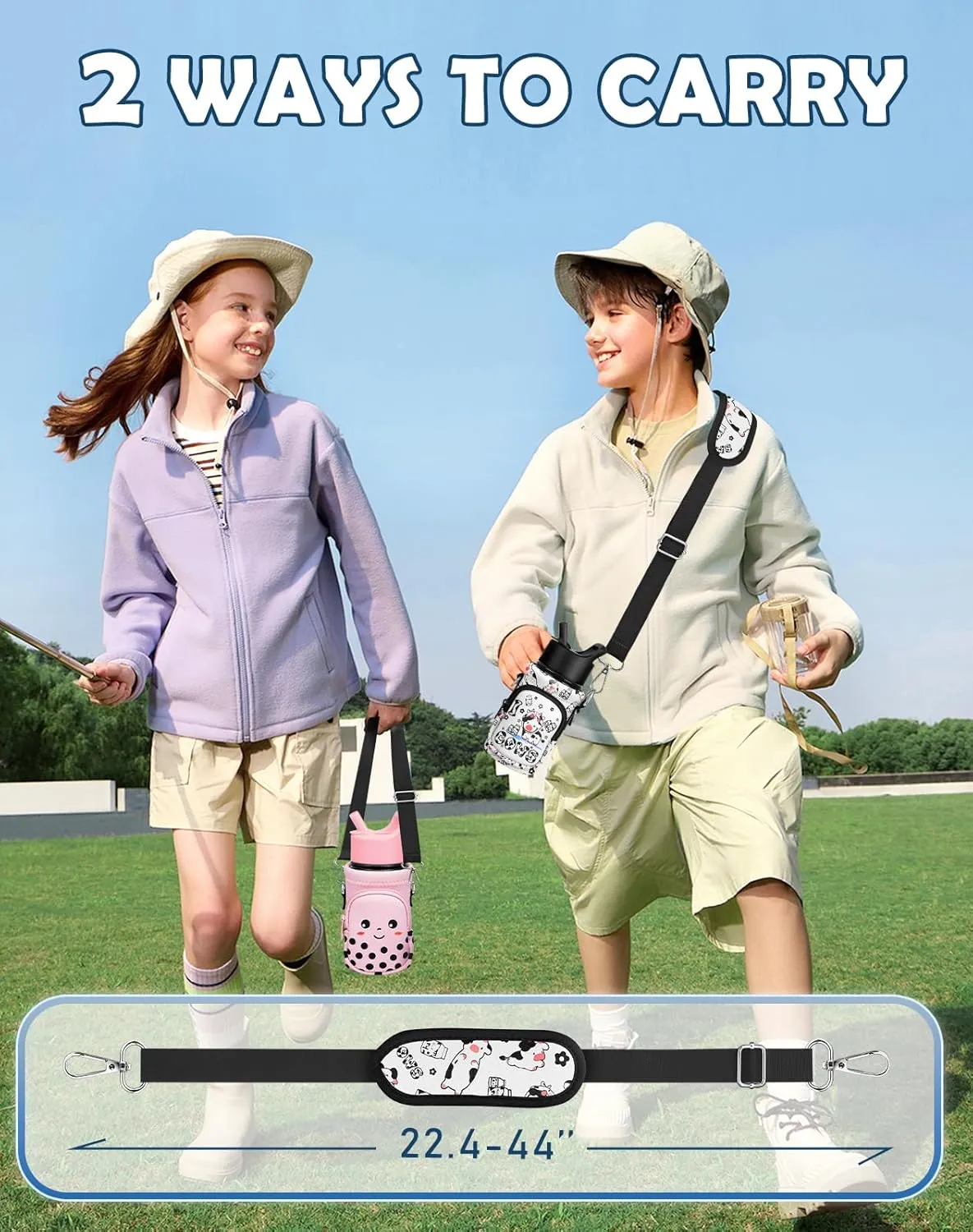 Water Bottle Carrier with Strap - Insulated Kids Water Bottle Holder for Boys Girls Bottle Bag for 10-18Oz