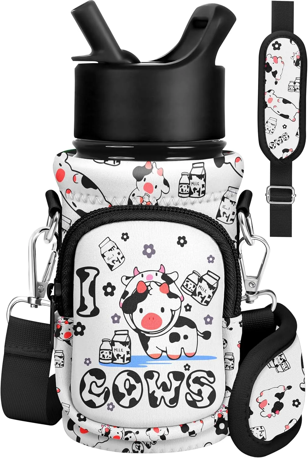 Water Bottle Carrier with Strap - Insulated Kids Water Bottle Holder for Boys Girls Bottle Bag for 10-18Oz