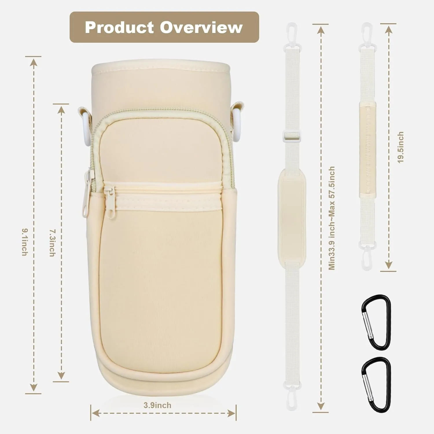 Water Bottle Holder with Strap, Water Bottle Carrier Bag with Phone Pocket, Shoulder Hand Strap Insulated Neoprene 32/40 oz Water Bottle Sleeve for Walking Hiking Camping Gym