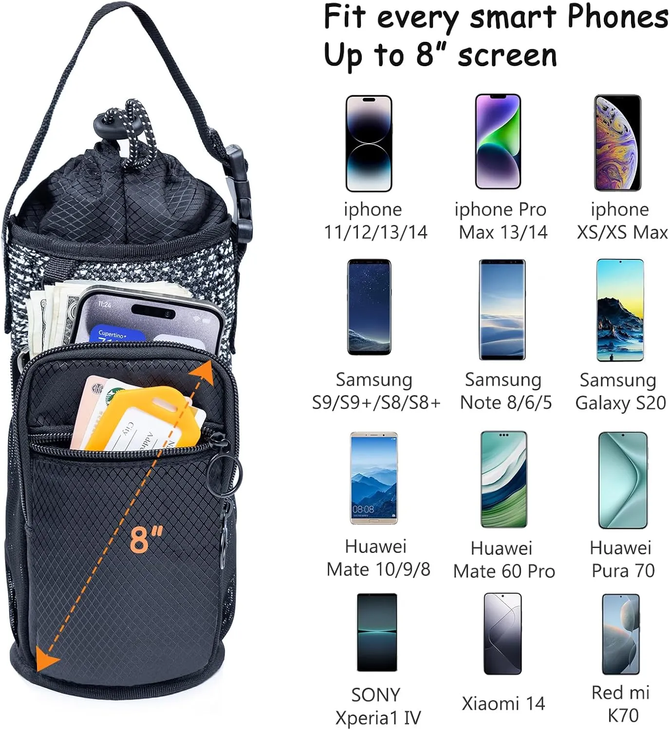 Water Bottle Holder with Strap, Water Bottle Carrier Bag
