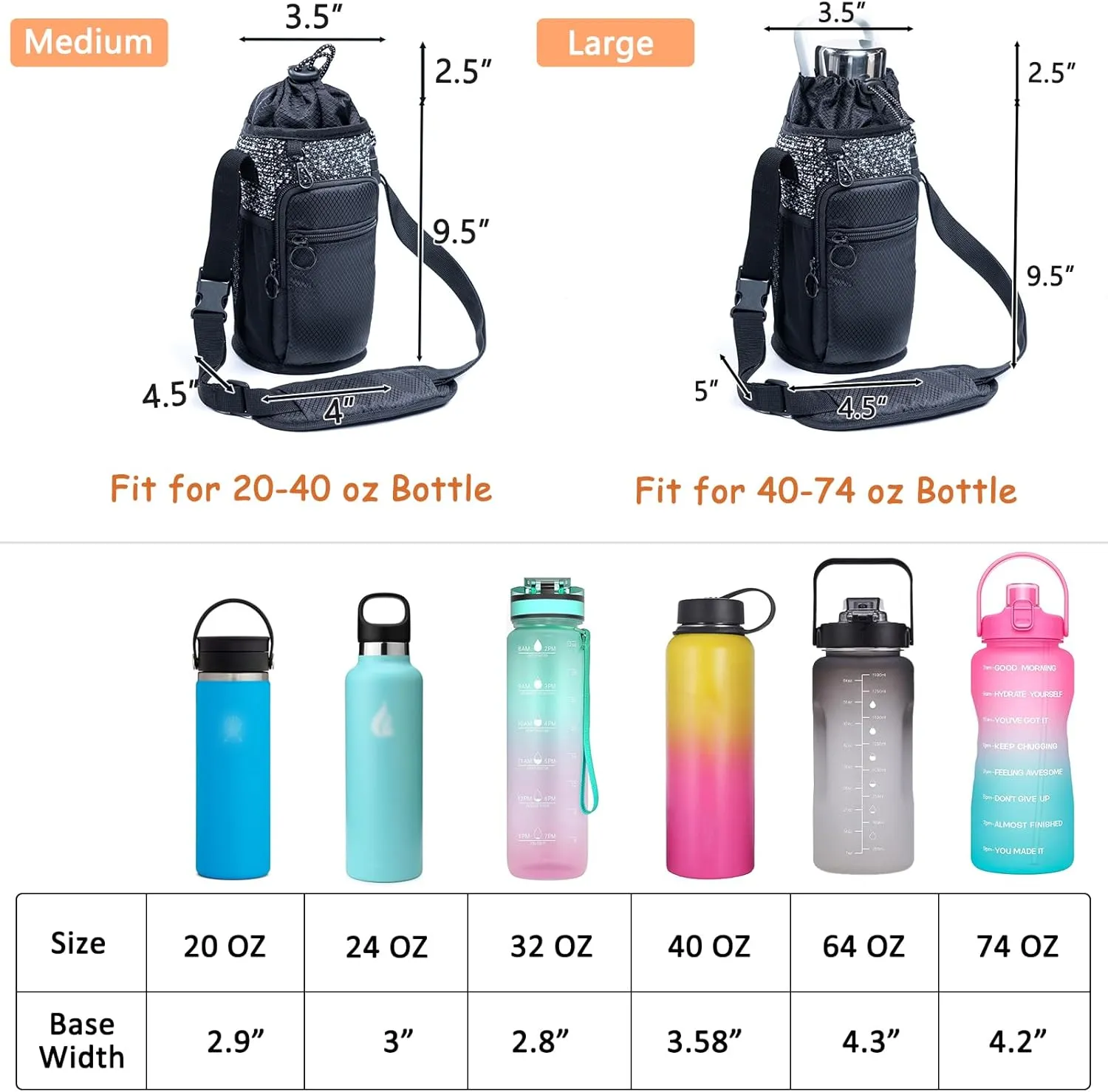Water Bottle Holder with Strap, Water Bottle Carrier Bag